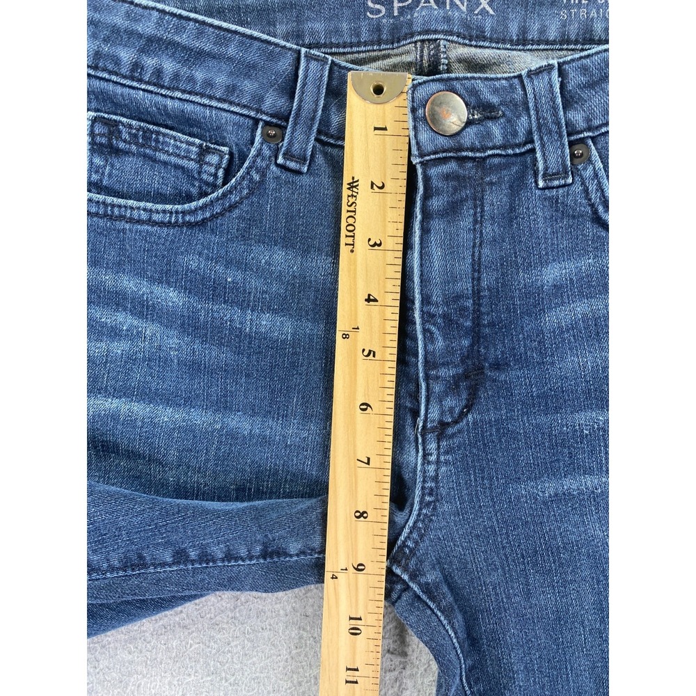 Spanx Jeans Womens 27 The Slim-X Straight Shaping Stretch Medium Wash Zip Fly - Picture 3 of 10